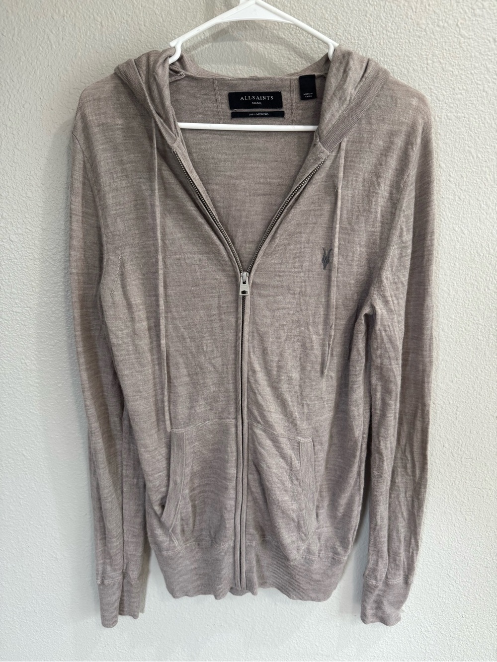 Allsaints Mode Merino Wool Full Zip Hoodie SZ Small
